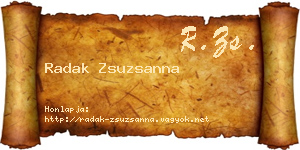 Radak Zsuzsanna névjegykártya